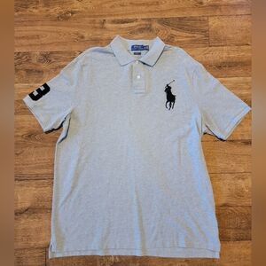 Vintage Polo Ralph Lauren Big Pony Polo Shirt Men’s XL Gray w/Blk pony #3 Patch
